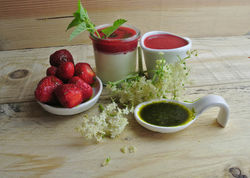 Holunderblüten Panna Cotta mit Erdbeeren Pascale Treichler