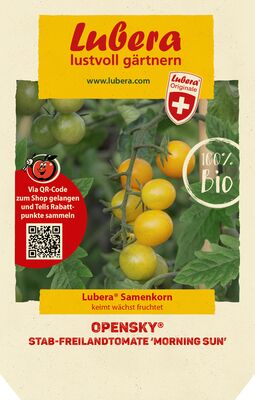 OpenSky, Freilandtomate, Stabtomate, Morning Sun, Samen, Samentuete