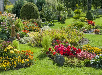 Landscaped flower garden