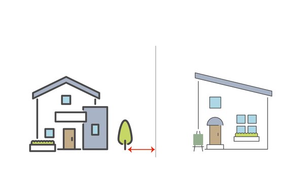 Baum, Hausbaum, Grenzabstand, Illustration